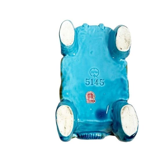 Vintage Rubens Blue Car Buggy Planter Japan Ceramic Footed Retro Whimical Decor - Picture 9 of 10